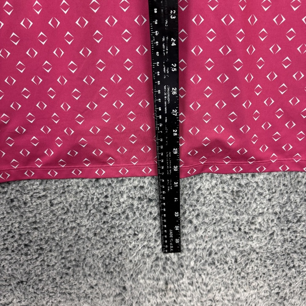 Greyson Shirt Mens Medium Pink Geometric Print Golf Polo Contrast Collar Logo - Picture 9 of 10
